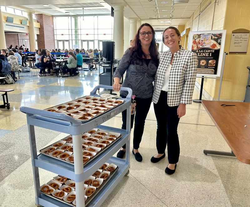Supervisor of Child Nutrition Services Stacy Smith, left, and Child Nutrition Specialist Makenzie Beshel said school meals must contain the right portions of fruits, vegetables, whole grains, protein and milk.